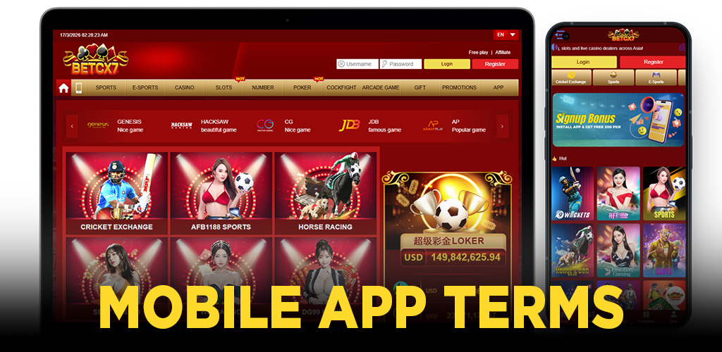 BetCX7 mobile app terms